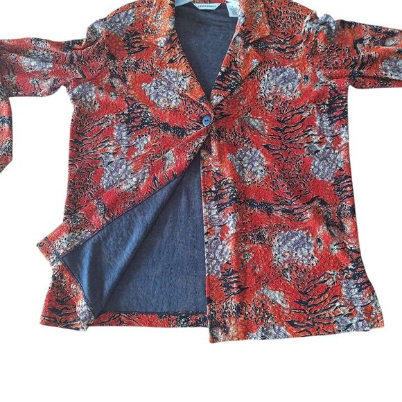 Laura Ashley Slinky Button Front Blouse Stretch Brocade Top Shacket Lined VTG S - Picture 2 of 12